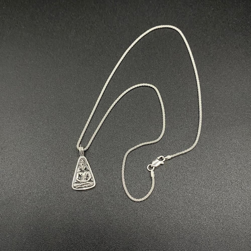 Buddha Sterling Silver Necklace Popcorn Chain